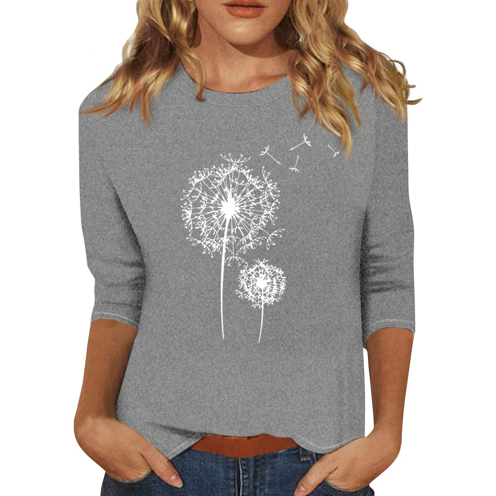 

Женская модная повседневная свободная футболка с круглым вырезом и рукавами 3/4 с принтом, женский топ XL