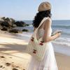 Charming Crochet Tote Bag with Cherry Embellishments – Handmade Summer Beach Bag for Women