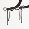 Elegant Black Bow Tassel Earrings Sparkling Rhinestone Small Earrings Elegant Trend Prom Earrings Women's Earrings 1 Pair