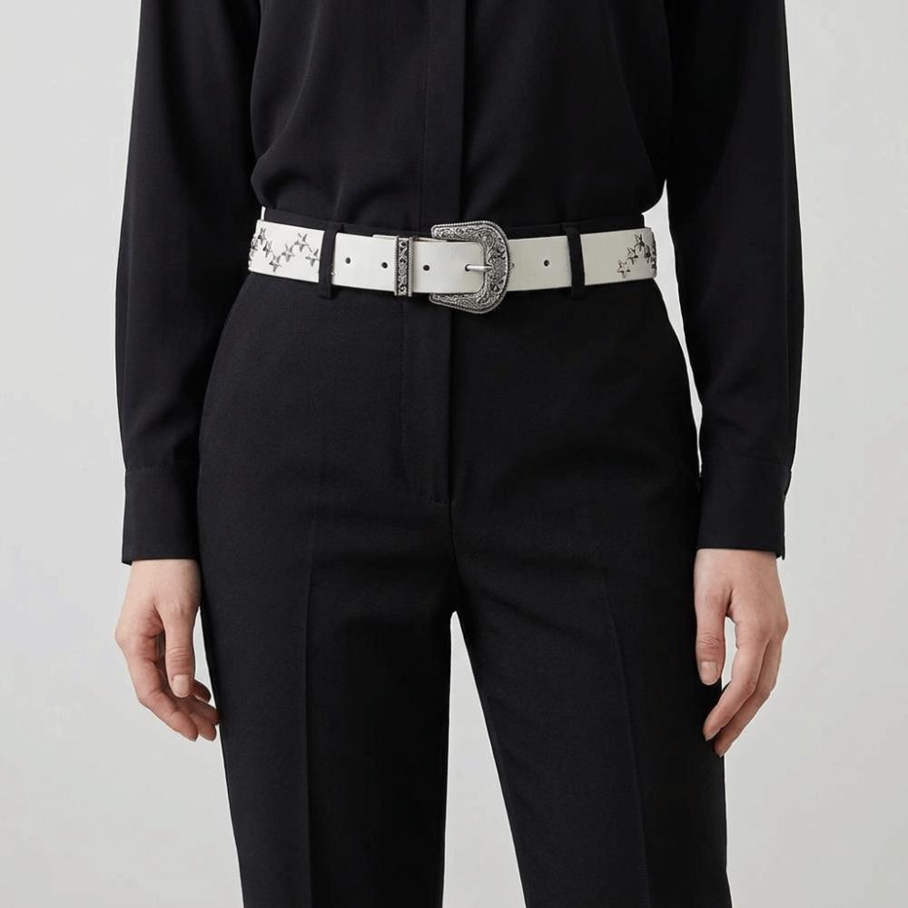 Harajuku Unifarbener Y2K Punk Gürtel Gothic Nieten Western Nieten Gürtel Verstellbare Länge PU Leder Stern Taillenband Jeans Accessoire