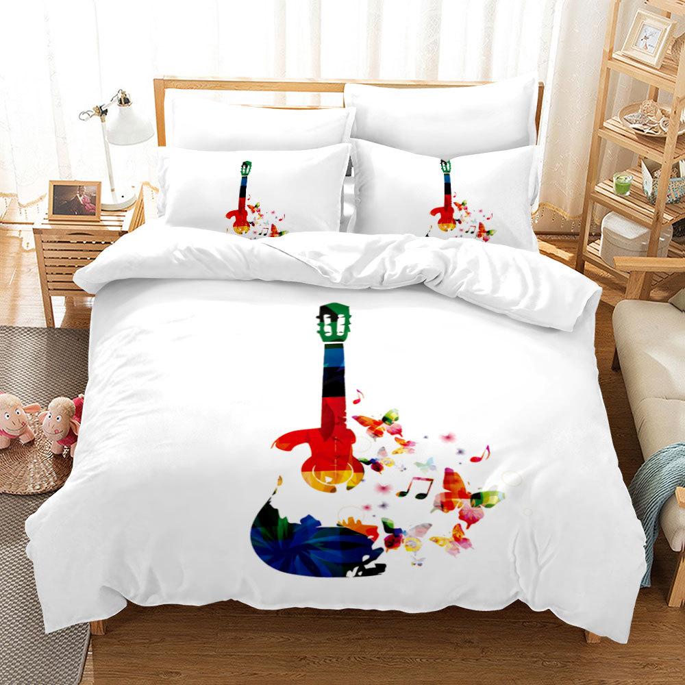 

Color Music Note Polished Print Quilt Cover Three-Piece Diy3D Quilt Cover Pillowcase 135*200/50*75*2