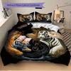 3pcs set Tiger YinYang 1 Quilt Cover + 2 Pillowcases, All Seasons Bedroom Setting, Perfect for Home and Dorm Decor a156