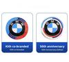 XZDXD1 For BMW Kith&BMW  Anniversary Logo Front Cover Badge 81mm + Rear Badge 72mm + Hubcap 56mm + Steering Wheel Sticker 46mm  Car Acc