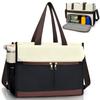 Oxford Lunch Bag for Women, Laptop Compartment, Large Insulated Tote Bag with Side Pockets for Nurses Teachers Outdoor Activitie