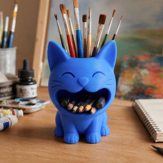 3D Printed Cat Shaped Candy Bowl Cute Cat Storage Container Desktop Pen Holder