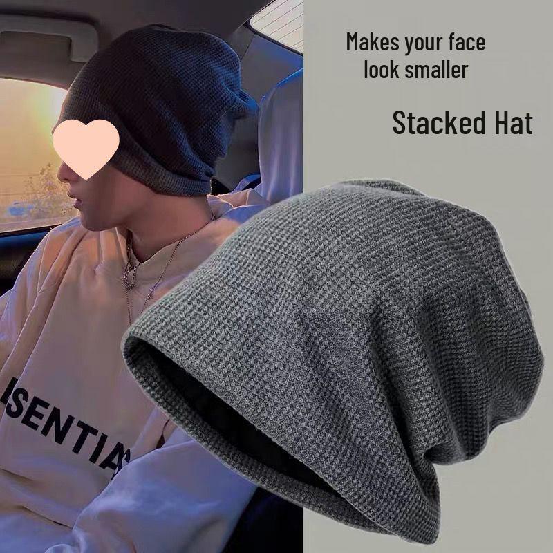 Trendy Men's Knitted Wool Slouchy Beanie for Large Heads - Winter Hip Hop Style