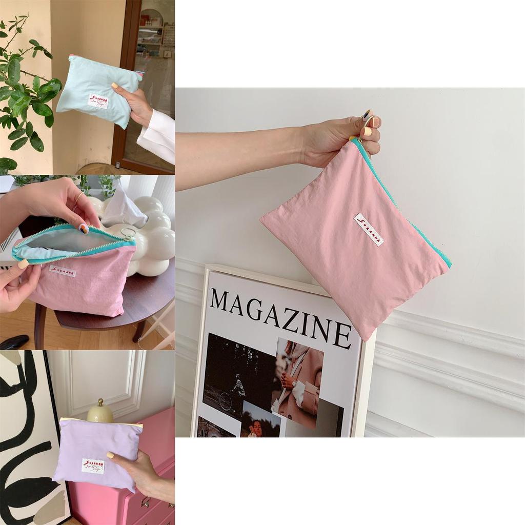 Korean Small Designer Ice Cream Color Makeup Bag Letter Handbag For Daily Use