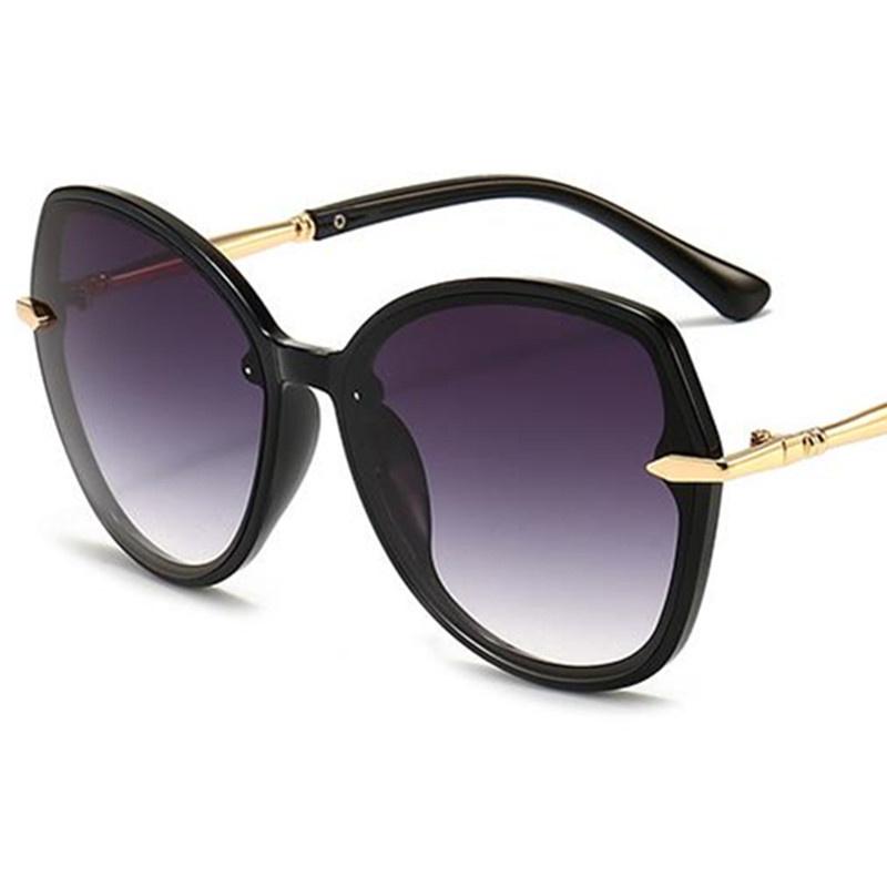 

HOT Women Sun Glasses Oversize Frame Eyeglasses Anti-UV Spectacles Simplicity Ornamental Adumbral Fashion Sunglasses as picture чорний