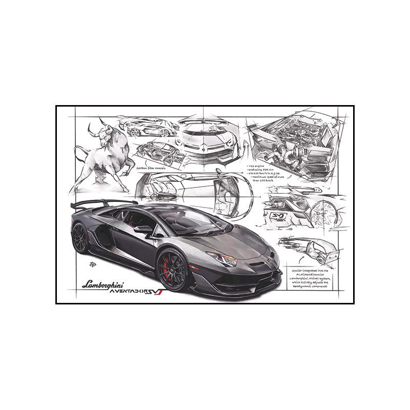 Pittura su Tela Poster a Tema Auto Pittura Decorativa Soggiorno Camera da Letto Stanza E-sport Murale da Corsa Supercar GTR