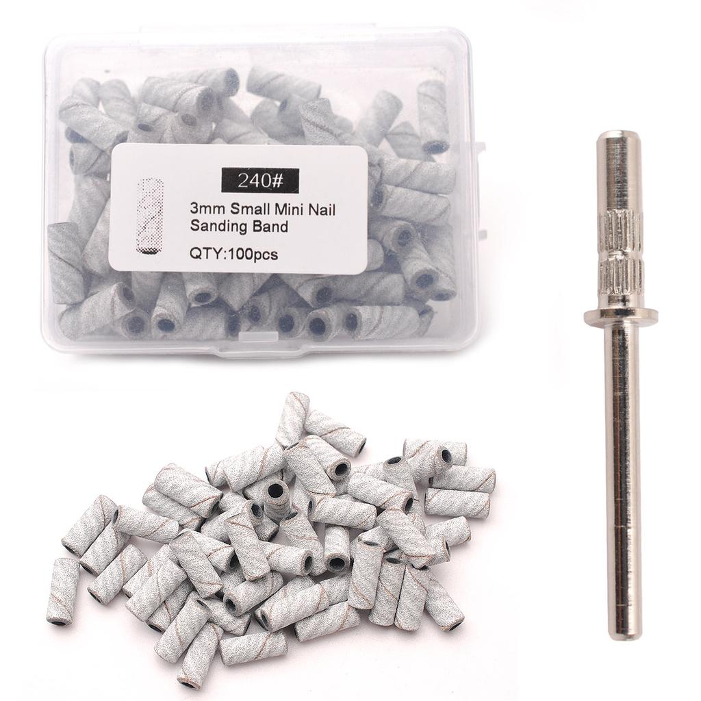 100pcs 3.1mm Mini Sanding Bands Kits Nail Drill Bits Mandrel Sets Electric Manicure Accessories Tool Dead Skin Remover nail file