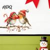 Weatherproof Bird Pattern Stickers Christmas Birds On Tree Branch Wall Sticker Cute Watercolor Decal Waterproof PVC Mural with Ball Candy Cane Bell