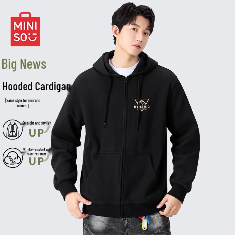 MINISO Unisex Relaxed Fit Retro Zip-Up Hoodie