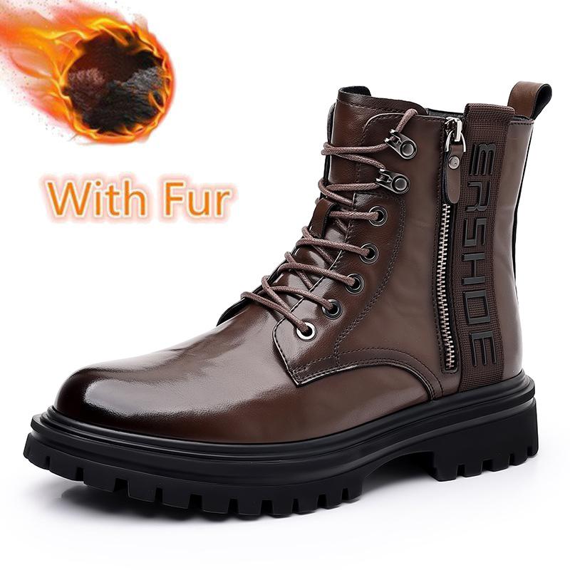 

Новые мужские мотоботы из натуральной кожи, модные повседневные ботинки с высоким верхом, высокое качество, мужские байкерские ботинки, теплая плюшевая подкладка, зимние боты 44