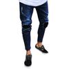 Men Slim Biker Zipper Denim Jeans Skinny Frayed Pants Distressed Rip Trousers