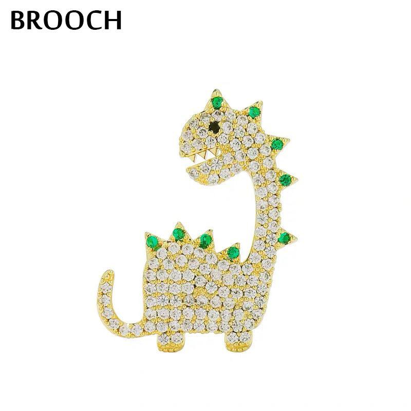Cute Crystal Exquisite Dinosaur Brooches Pins For Women Kids Sweet Animal Jewelry Bag Clothing Brooch Pin Accessories Gift