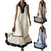 Women's Summer Halter Maxi Dress Ruffle Trim Sleeveless Flowy Long Dress Casual Beach Vacation Sundress