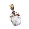 Natural Green Dendrite Opal Gemstone 925 Solid Silver TwoTone Pendant 1.75" Q3l61