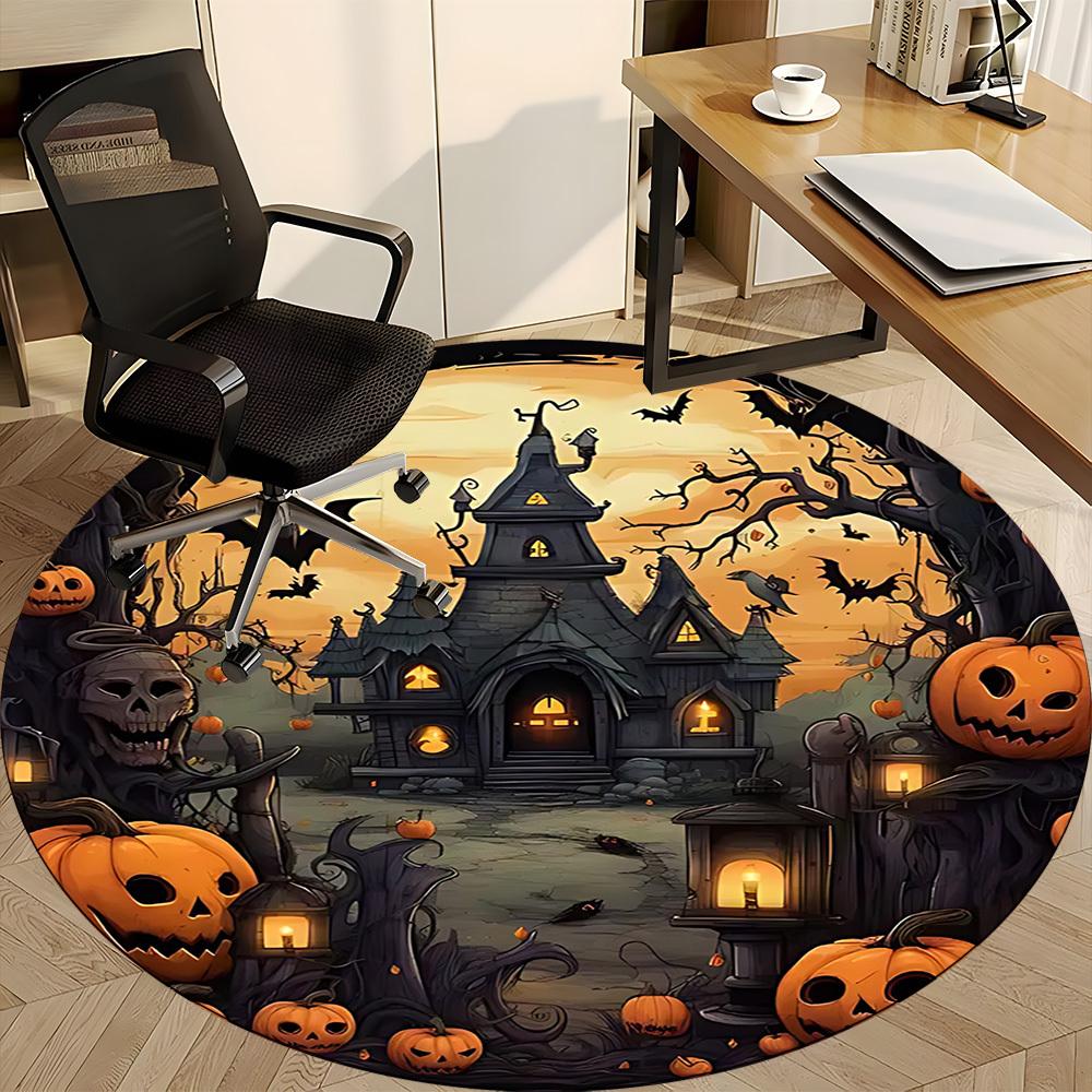 1pc Halloween Haunted Office Round Area Rug, Under Office Chairs Bedroom Living Room Home Decor, Room Deco, Available in Various Sizes