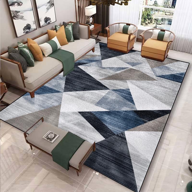European Modern Geometric Carpet for Living Room Plush Decoration Home Nordic Non-slip Floor Mat Washable Bedroom Cloakroom Rugs