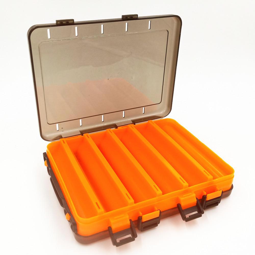 

Двухслойный деревянный ящик для рыболовных снастей с прозрачными отделениями для хранения приманок и наживок разных цветов. 14 grids (27*18.5*4.5cm) оранжевый