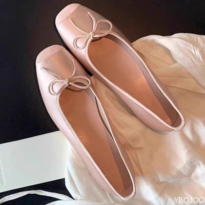 Fashion Spring New French Shallow Mouth Flat Princess Shoes with Soft Sole Retro Square Toe Simple Comfortable Versatile Women's Shoes