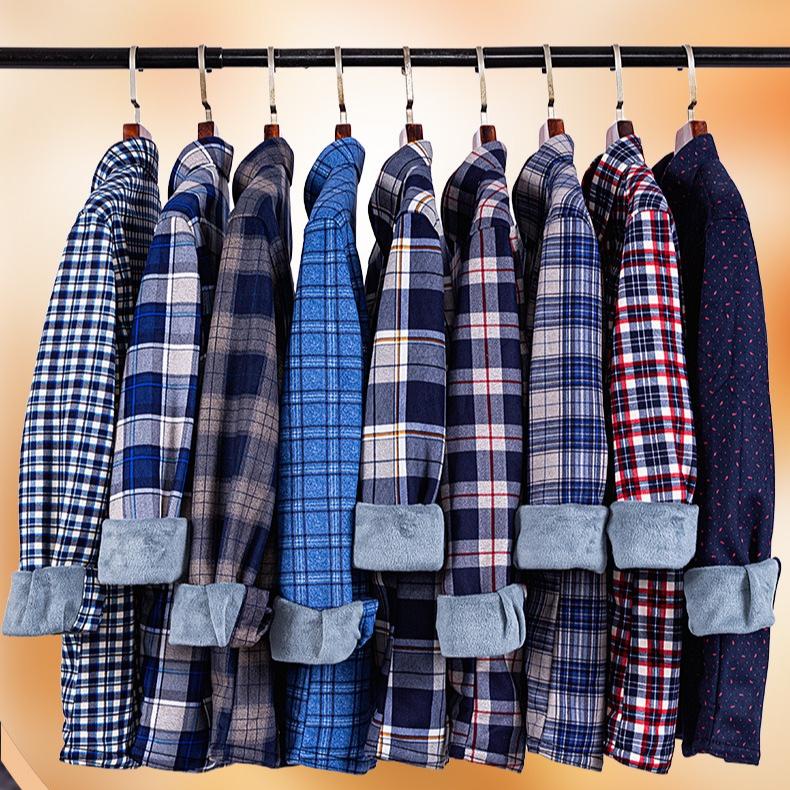 Men's Winter Sherpa Lined Flannel Shirt Jackets Long Sleeve Button Down Fleece Dress Shirts for Men Casual Warm Comfortable Thermal Shirt With Pockets