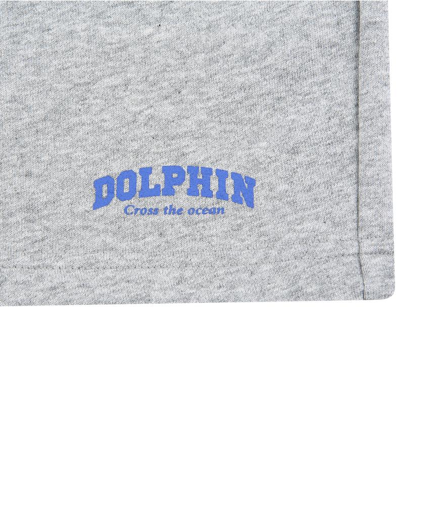 DOLPHIN WAVE APPAREL Dolphin Silicone Arch Logo Single-Pleat Shorts Melange Grey