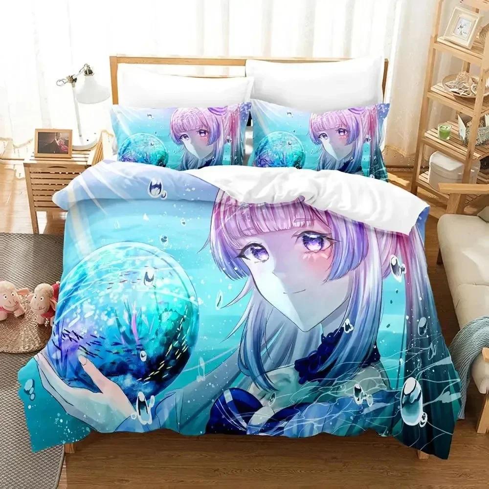 Anime Genshin Impact Sangonomiya Kokomi Sängkläder Set Sovrum Mjuk Modern Sängöverkast Bekväm Påslakan Täcke Örngott