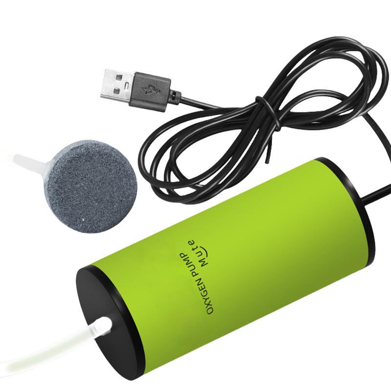 

Супертихий USB-насос для аерації акваріума, кисневий насос для акваріума з вбудованим фільтром для маленьких та середніх акваріумів, тихий аератор для акваріума зелений