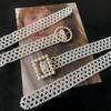 Pearl Ladies Belt Elastic Beaded Waist Chain Women'S, Simple Rhinestone Inlaid Square Buckle Waist Seal Tide