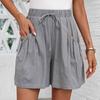 Women's Casual Wide Leg Shorts With Elastic Waist And Double Pocketed Pants