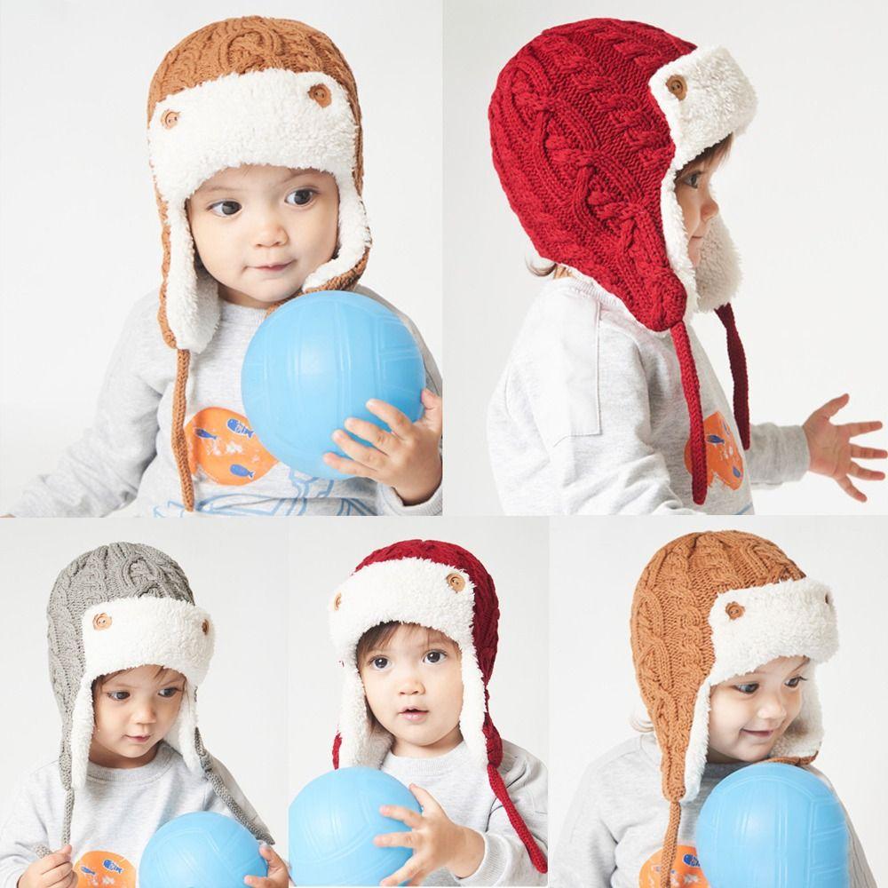 Gorro de Bebé de Punto Gorro de Lana de Terciopelo 1-5 Años Sombrero Lei Feng Niños Niñas Infantil