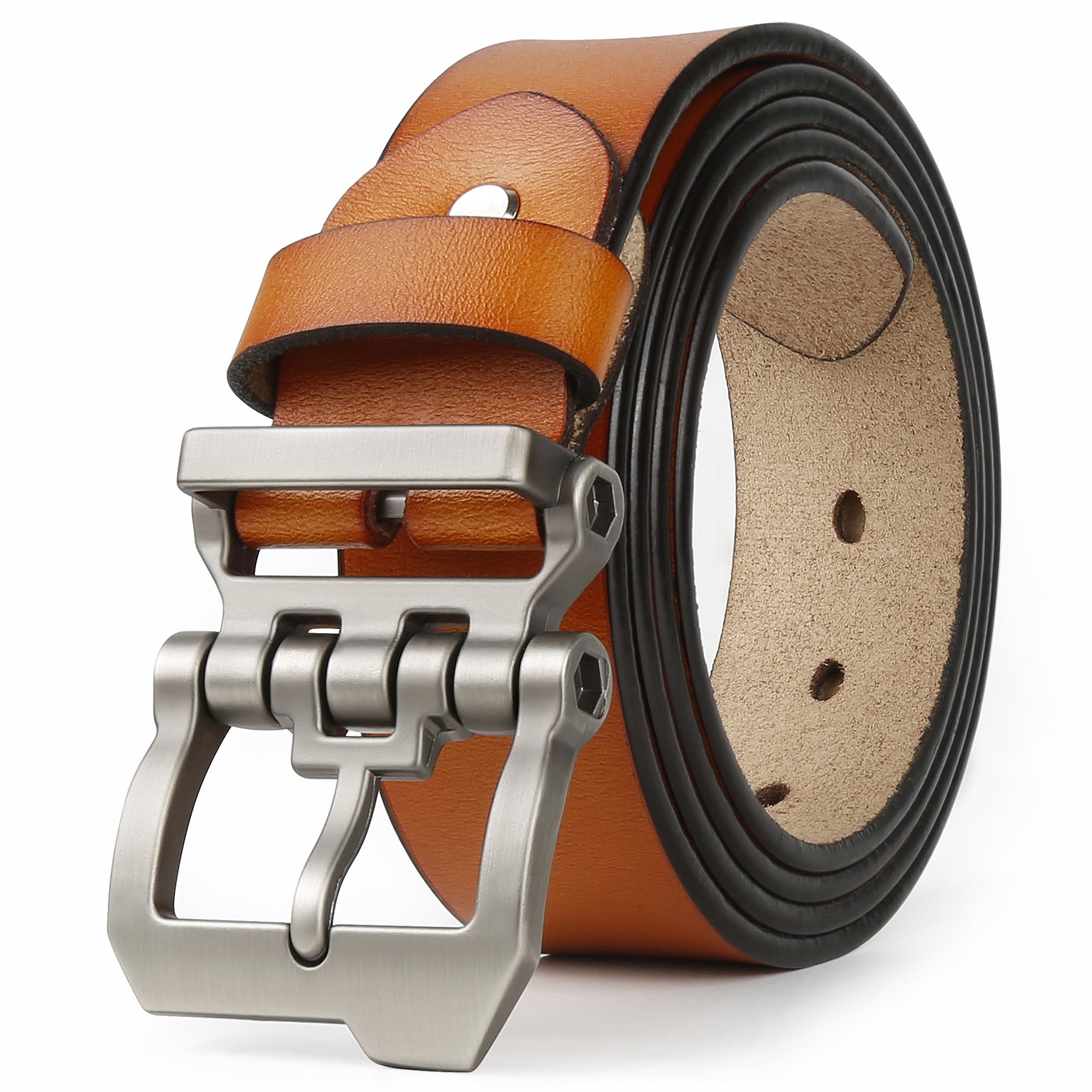 

JingHao Genuine Leather Plus Size Casual Jeans Business Work Brown Length Aa10 Belt Length Men s Belt, Belt, Belt, Belt, & Black, 105cm-165cm,