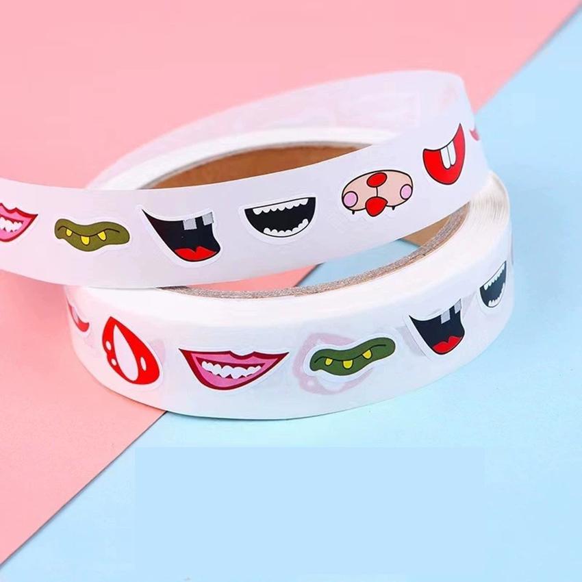 1000Pcs Roll Cartoon Eyes Nose Mouth Stickers Self Adhesive Handmade DIY Sticker Creative Materials Decoration Stikers Toy