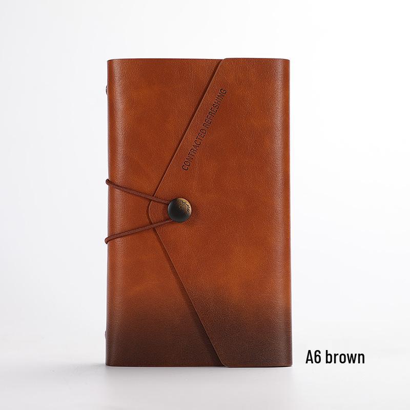 Nostalgic A6 Loose-Leaf Notebook with Retro Binding & Strap - Small A7 6-Hole Creative Pocket Journal with Logo