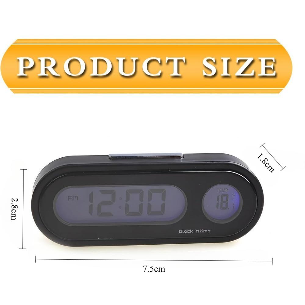 Reloj digital para coche con pantalla de temperatura - Reloj para salpicadero con luz de fondo LED y termómetro - Modo día/noche Reloj para interior de vehículo