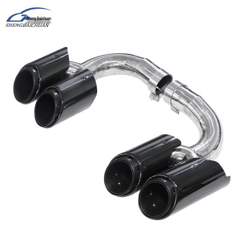18-24 Model Porsche Quad Round Black Titanium Tailpipe Exhaust Tip