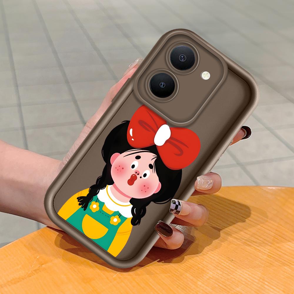 Soft Silicone Square Ladder Printing Pattern Phone Casing Full Cover Camera Shockproof Protection Rubber Case for Vivo