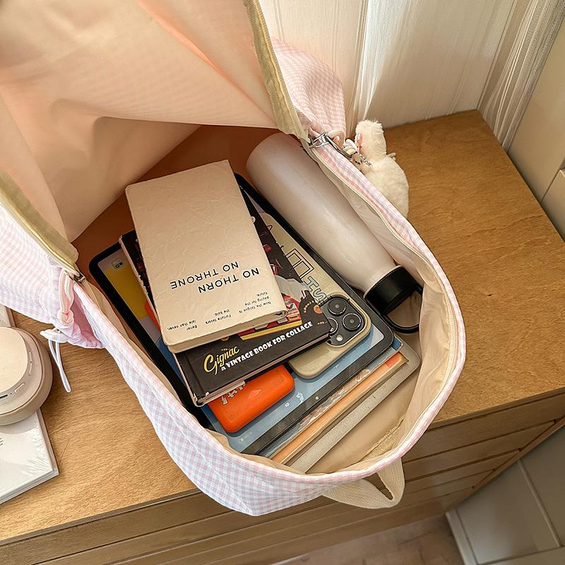Schoolbag Korean ins Mori small fresh and sweet wind girl plaid small backpack high value travel shopping small backpack