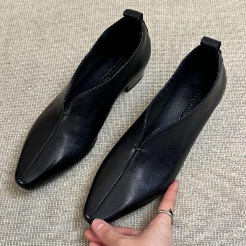 Fashion Mid Heels Leather Shoes 2025 Designer New Spring Elegant Versatile Women Loafers Comfortable Soft Walking Pumps Zapatillas Mujer