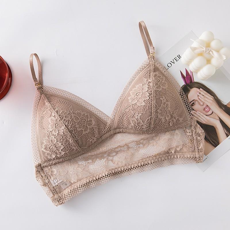 

Летнее сексуальное нижнее белье с открытой спиной, французский тонкий треугольный бюстгальтер без косточек, большой халтер, невидимое кружевное нижнее белье XL хаки