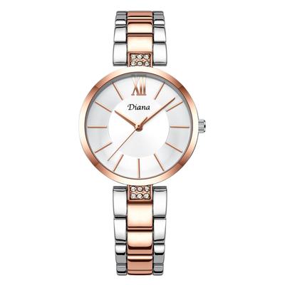 2025 Neue Analoge Wasserdichte Uhr ZJ0001 Niedlich Einfach Japanisches Uhrwerk Stilvoll Geschenk Beliebt [DIANA] Damen (Silber & Rosé)