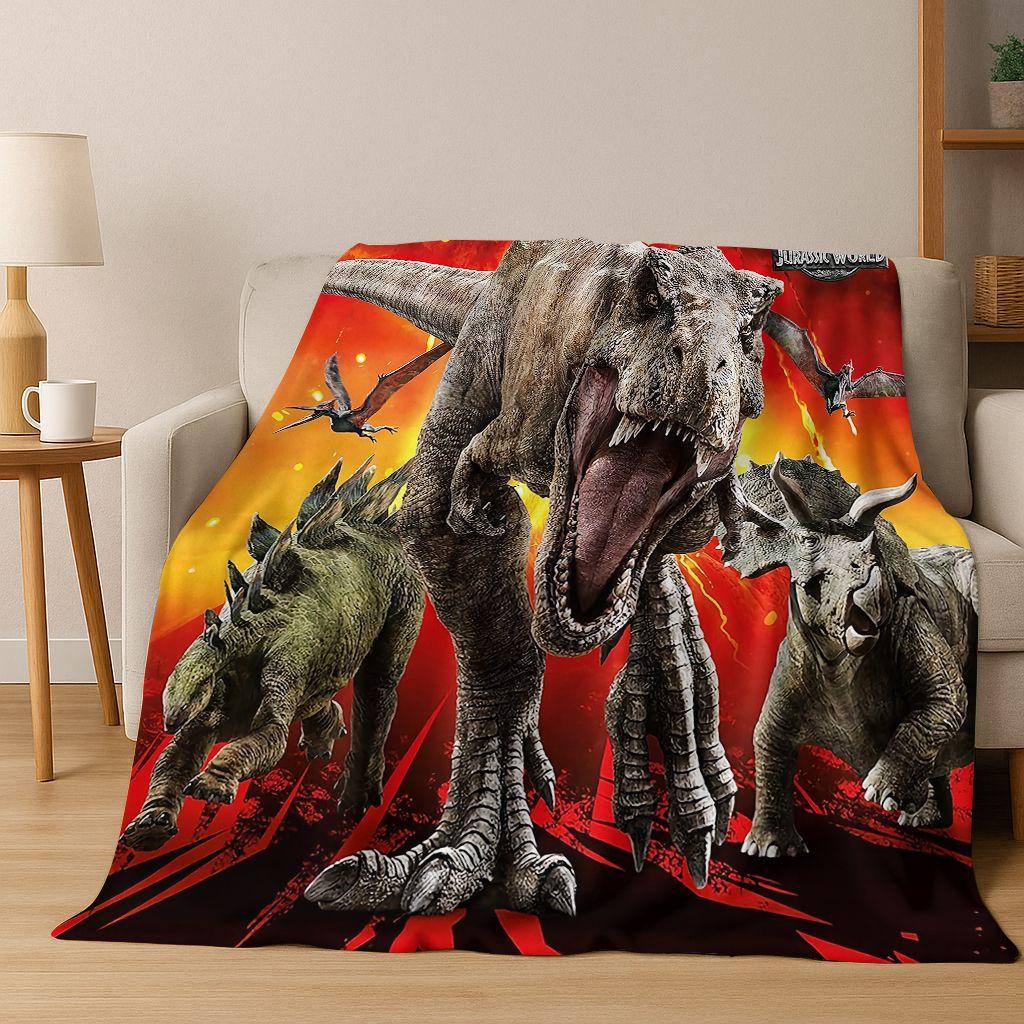 Classic Jurassic Park Dinosaur Movie Tyrannosaurus Rex Flannel Blanket,Cozy Soft Throw Blanket for Home Bedroom Bed Sofa Cover