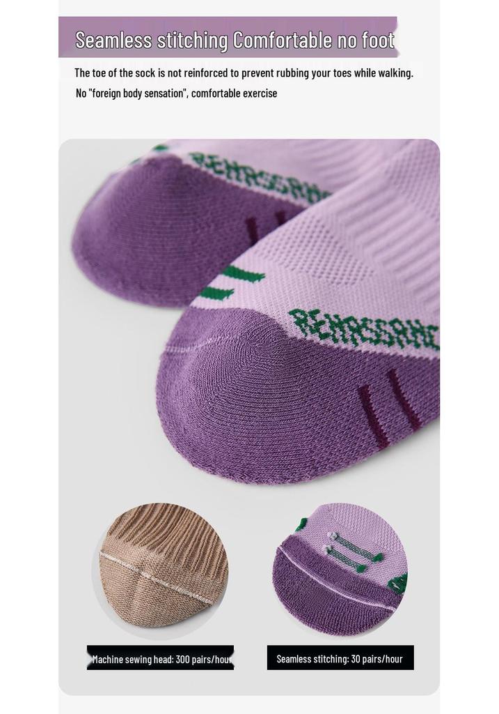 Renaissance Women's Anti-slip Purple Sports Socks - Sweat-absorbing & Breathable for Running, Jump Rope