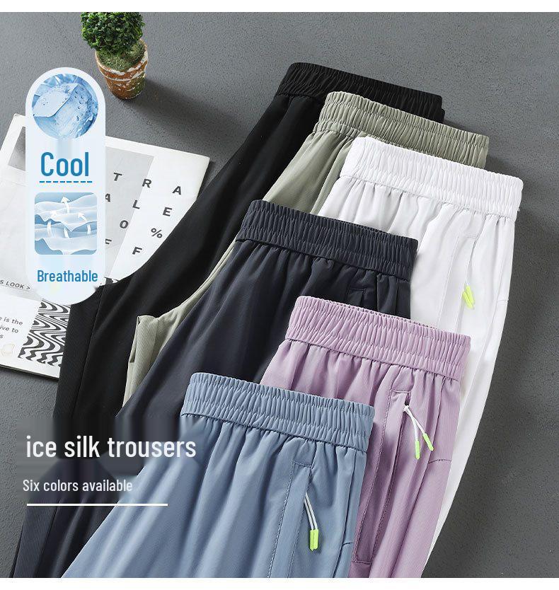 Ice Silk Quick-Drying Breathable Elastic Ankle Pants for Men and Women - Summer Outdoor Wear