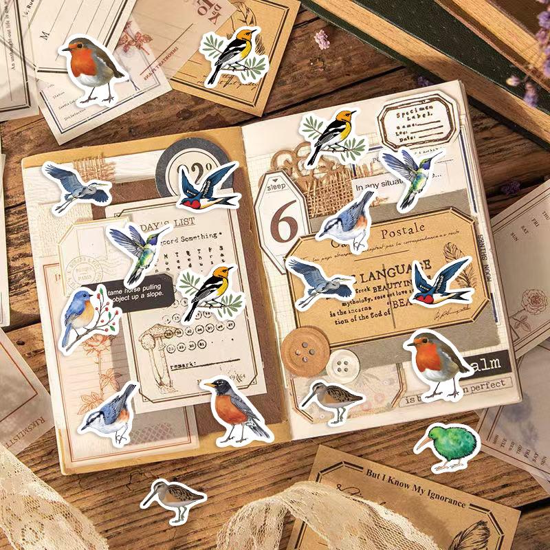 500Pcs/Roll Bird Roll Stickers Phone Scrapbook Envelope Gift Water Cup Guitar Skateboard Notebook Waterproof Decorative