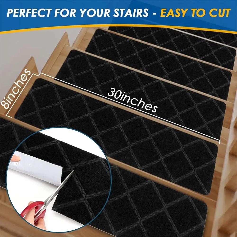 1pc-Anti slip stair mat, washable carpet with self-adhesive tape to prevent stair cover mat from moving