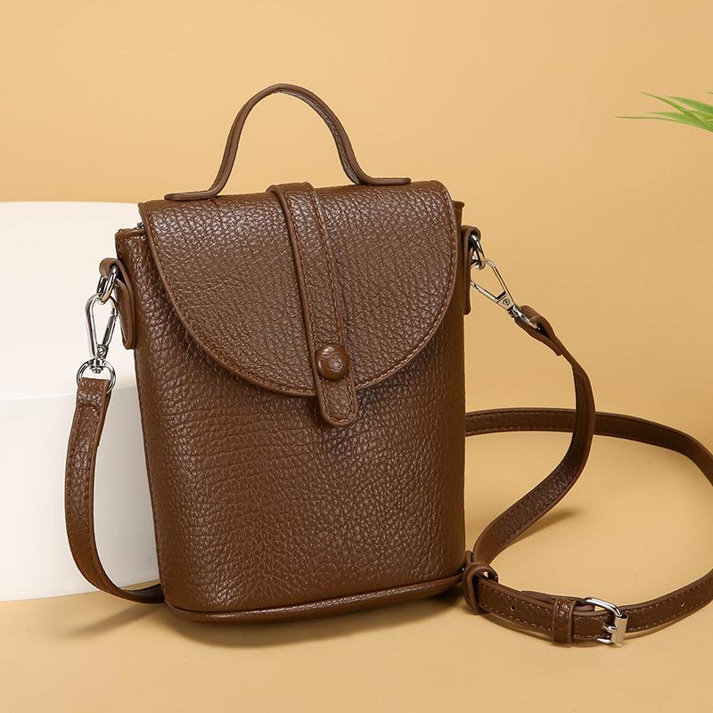 Litchi-pattern Mobile Phone Bag, Casual and Fashionable, Lightweight Handbag, Single-shoulder Crossbody Bag