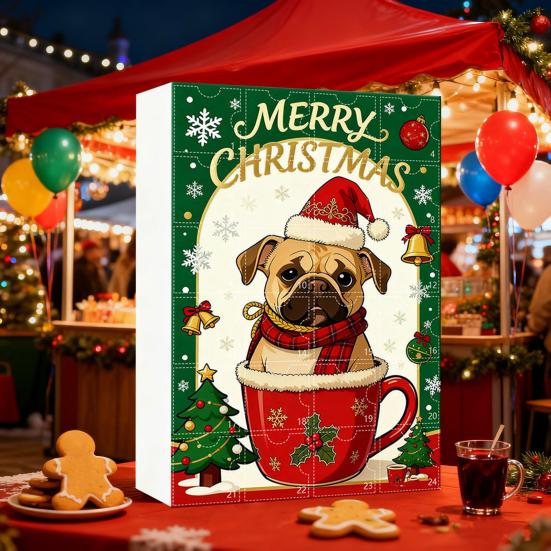 Ημερολόγιο Αφίξεων για Λάτρεις Σκύλων Διακόσμηση Αντίστροφης Μέτρησης 24 Ημερών για τα Χριστούγεννα 2D Επίπεδο Ακρυλικό Κρεμαστό Σκύλου Πολυλειτουργικό