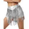 S-XXL Women's Fringed Booty Shorts: High Waist Iridescent Metallic Hot Pants with Tassel for Jazz Rock Dance Performance